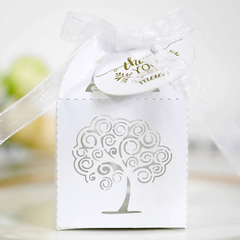 50/100pcs Tree of Life Festival Party Candy Box Baby Shower Anniversary Wedding Event Decor Gift Packaging Bonbons Verpakking