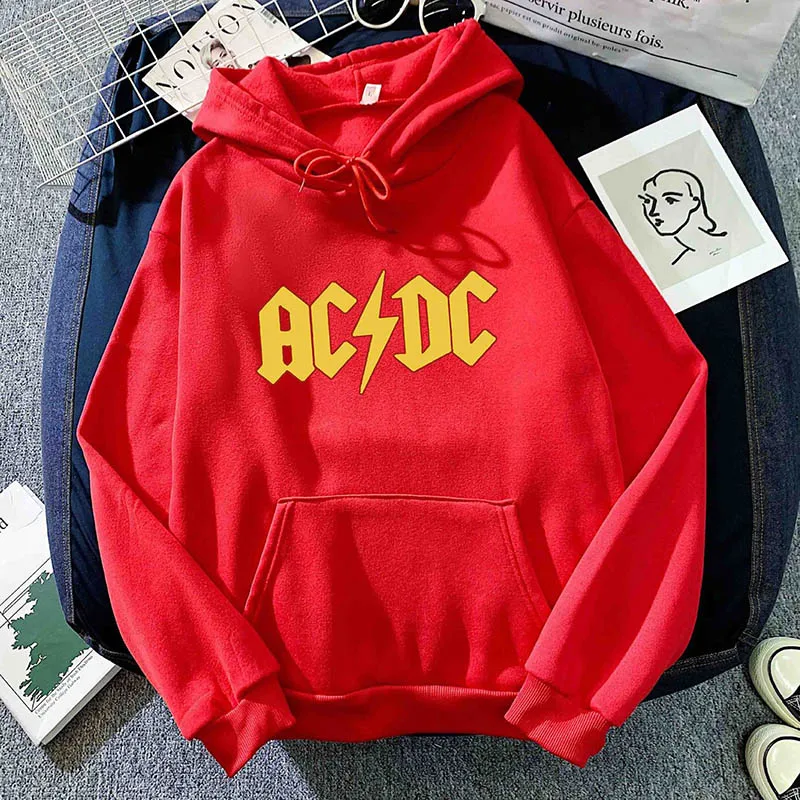 Nueva banda de Rock AC DC Sudadera con capucha ropa informal estilo Hip Hop sudaderas cómodas Strecth sudaderas holgadas de bolsillo moda calle hombres jerseys
