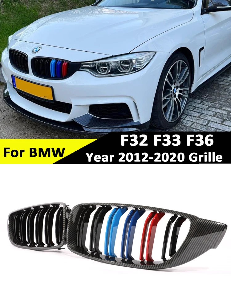 Amortecedor dianteiro Kidney Gloss Black Carbon Racing Grill, Acessórios para grelha de alimentação, BMW Série 4, F32, F33, F36, F80, F82, 2013-2020