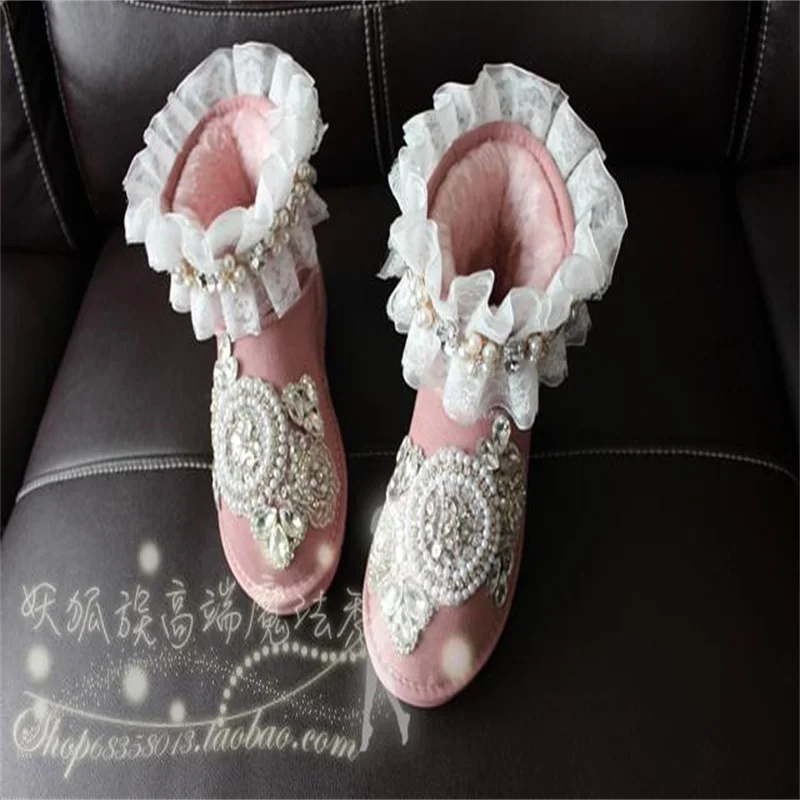 

Plus-size demon Fox family high-end hand-designed exclusive custom lace pearl small disk princess lace lace control lace snow bo