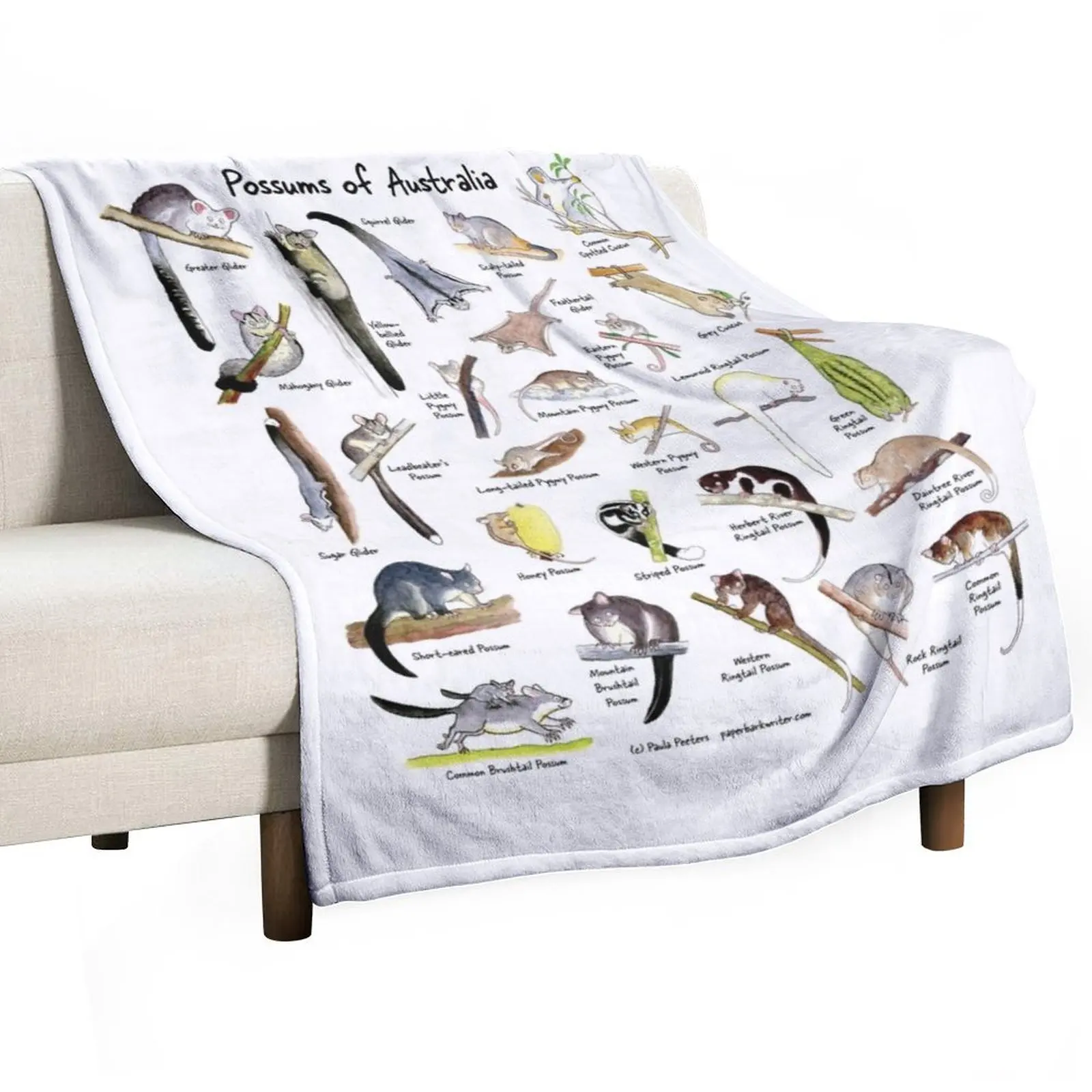 

Possums of Australia (with names) Throw Blanket Extra Large Throw Camping Blankets