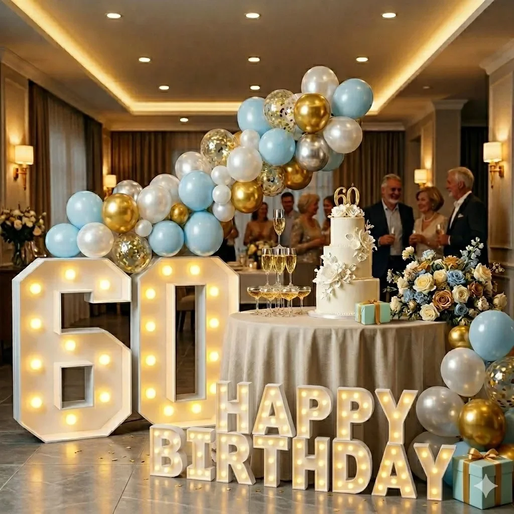 Number KT Board Light Up Mosaic Birthday Party Balloon Frame Backdrop Decoration For Kids Couples Anniversary Centerpiece