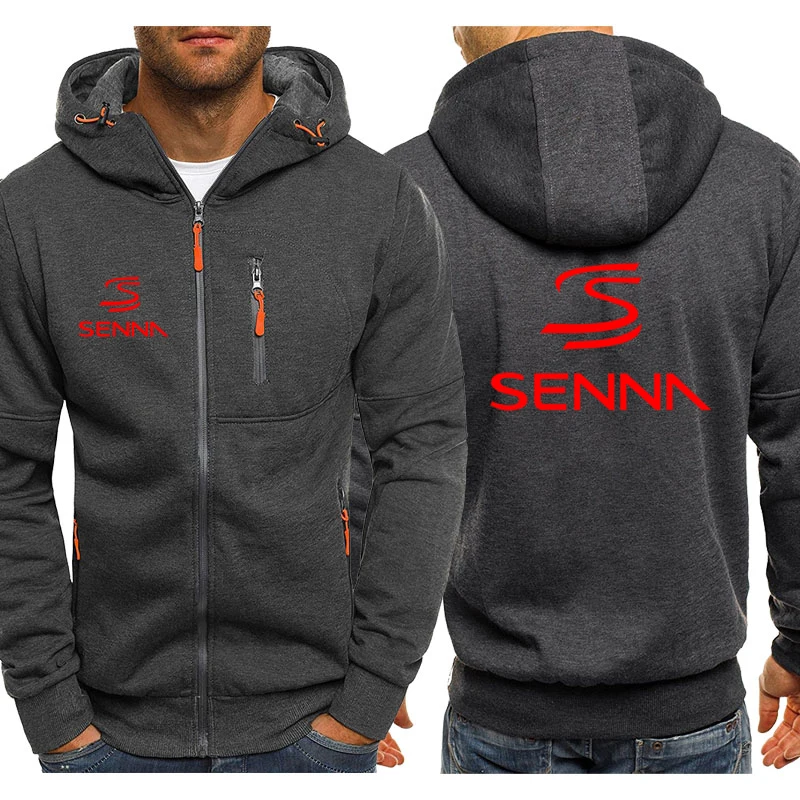 

Hoodies Men Jacket Senna Logo Print Casual HipHop Harajuku Hooded Sweatshirts Mens Zipper Jacket Man Hoody Clothing