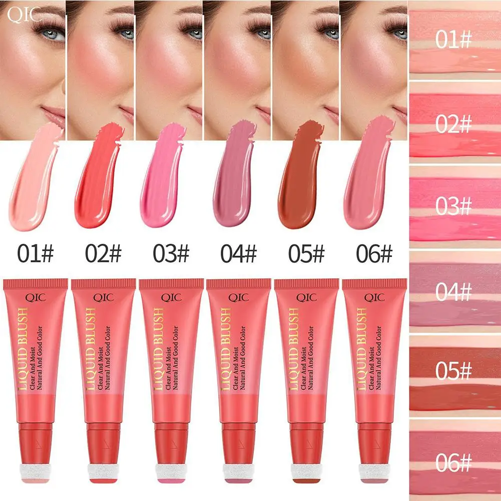 Blush Líquido Impermeável Multi-purpose, Blush facial, Maquiagem facial, Stick Cosmetics with Sponge, Bochecha Blush, Nutrição Facial