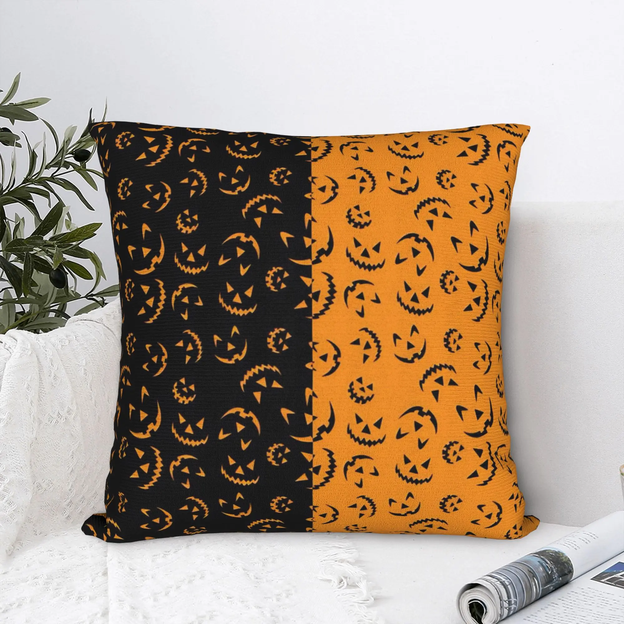 Horror Pumpkin Bat Halloween Square Pillowcases Polyester Home  Cushion Case Cool Decor Pillowcase 45*45