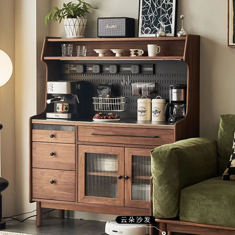 

Customizable North American side solid wood tea storage integrated rock slab locker against the wall