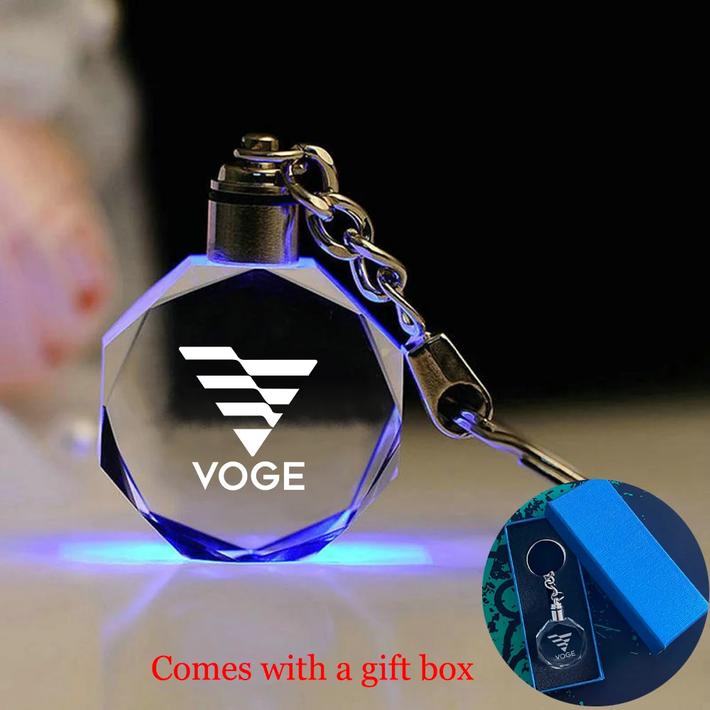 Para loncin voge chaveiro 7 cores led luz cristal motocicleta chave pingente para 300ds /500ac/gp200r/180rr/300r/500r/525ds /ds650