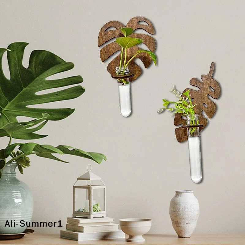 Propagation Station Vase - 【E】Yaprak Şeklinde Ahşap Duvara Asılan Saksı