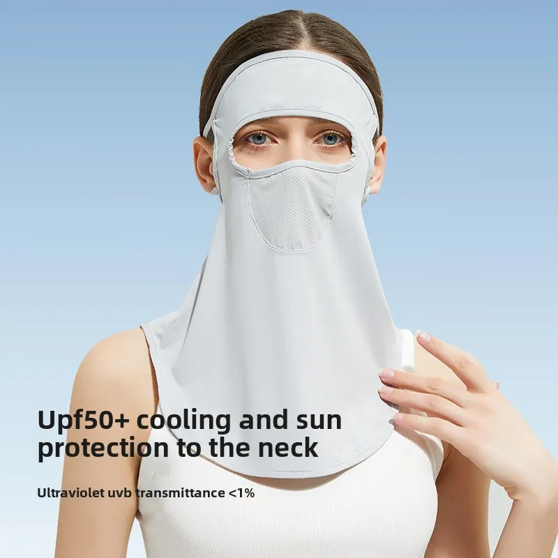 Outdoor Sunscreen Mask Full Face Women's Neck Sunscreen Veil Mask Ice Silk Face Covering UV Protection Face Base
