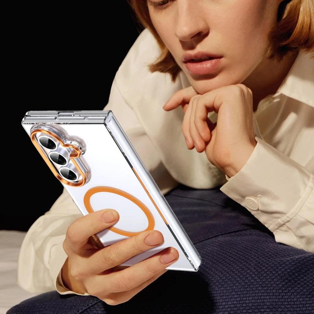 حافظة مغناطيسية فاخرة عالية الدقة شفافة Magsafe لهاتف سامسونج جالاكسي Z Fold7 Fold 6 5 4 3 مع واقي شاشة غطاء قابل للطي للشحن اللاسلكي #3