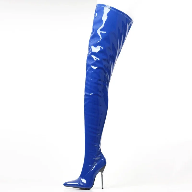 Black Fashion Over The Knee Boot Patent Leather High 11CM Thin Heels Sexy Style Zipper Women Shoes Zapatos Mujer Botas Ladies