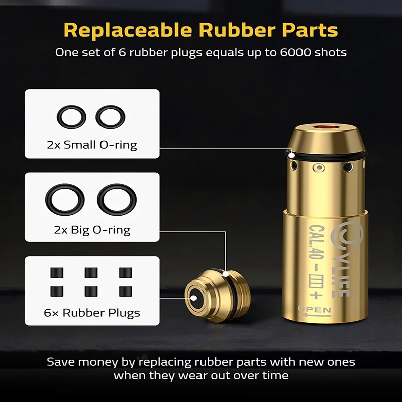 

Red Laser Boresighter .40 Caliber Cartridge Dot Red Laser for Pistol Hunting Accessory Training Shooting Replaceable Rubber Plug