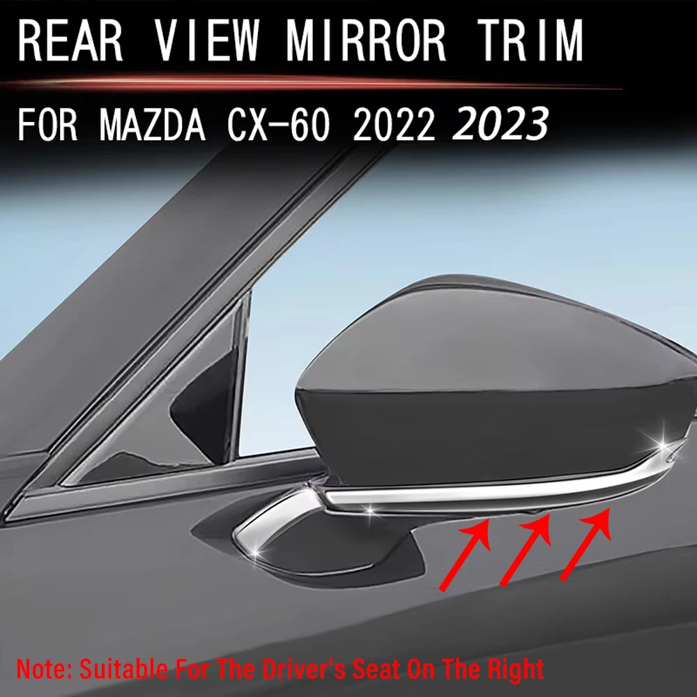 

ABS Chrome Car Rearview Mirror Strip Moulding Frame Cover Trim For Mazda CX60 cx 60 2022 2023 Accessories Styling RHD