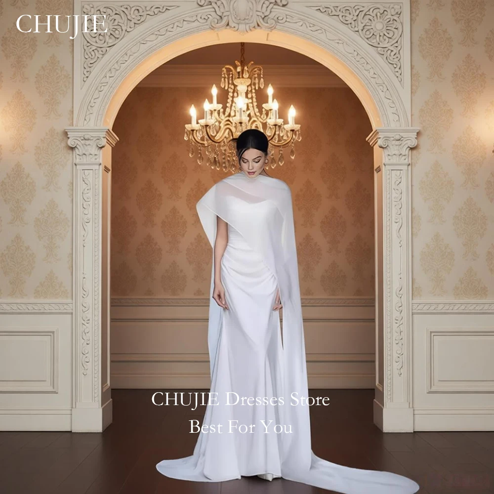 

White Vestido de novia Свадебное платье New A Line Long Sleeves Chiffon Pleat Wedding Dresses Plus Size Bridal Gowns Customized