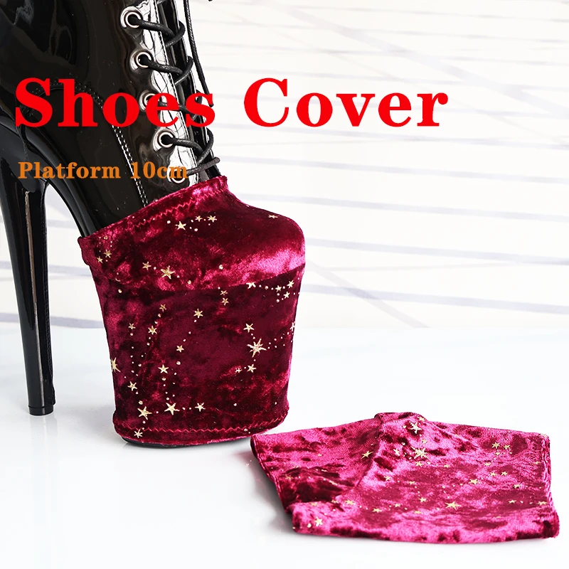 Reusable Platform Shoes Covers Velvet with Star Pole Dance Boots Sandals Overshoes Walking Shoes Accessories Reusable Shoe Cover