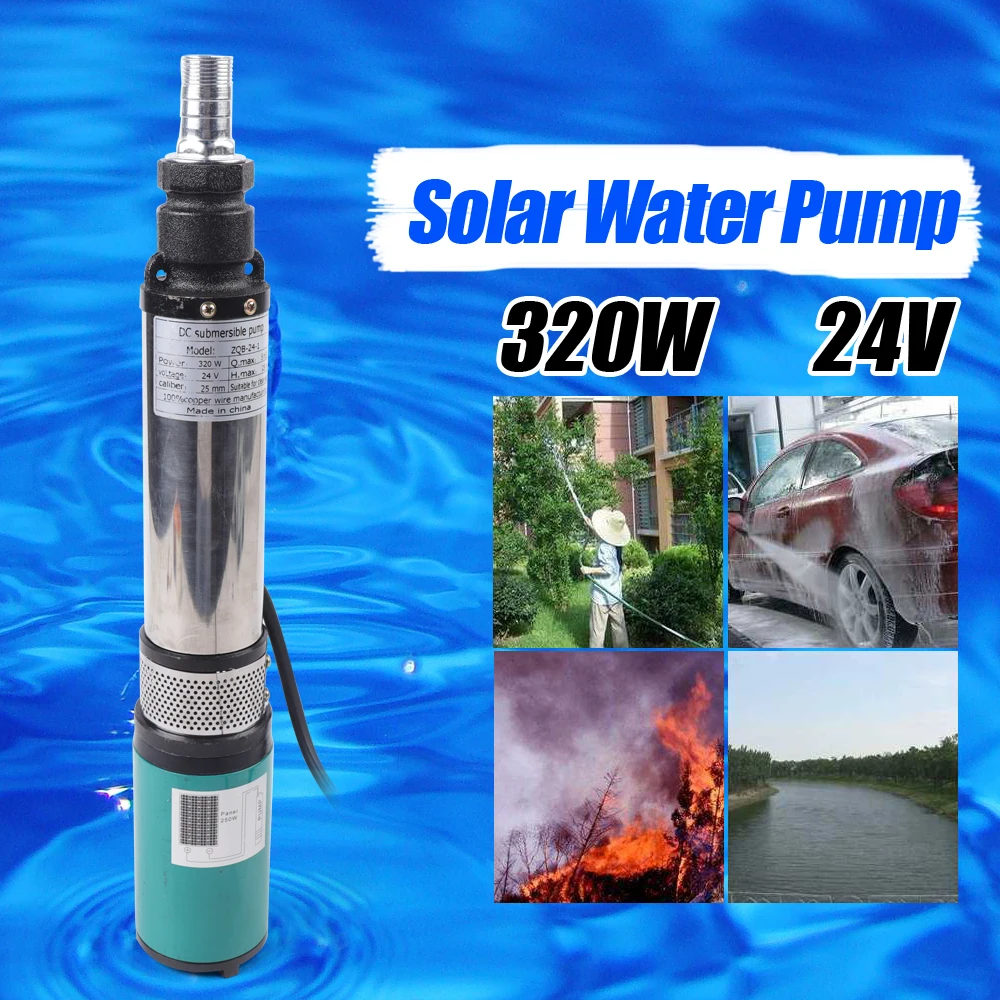 

24V 320W Deep Well Pump, 3m³/h Flow & 82ft Lift, IPX8 Waterproof & 52.5ft Cord—Ideal for Farm Irrigation/Home Water Supply
