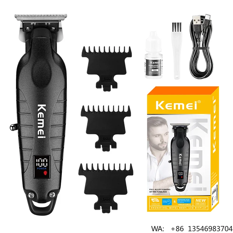 Kemei KM-2293 Salon Level Powder Metallurgical Blade Electric Scissors Hair Clipper 1200 MAh Lithium Battery Hair Trimmers