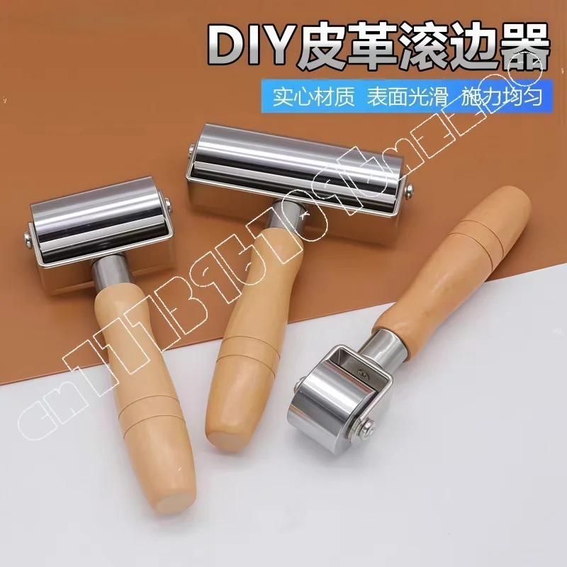 Wooden Handle Solid Hand Push Roller,  Edge Press Flattening Leather Leather Fit DIY Edge Press