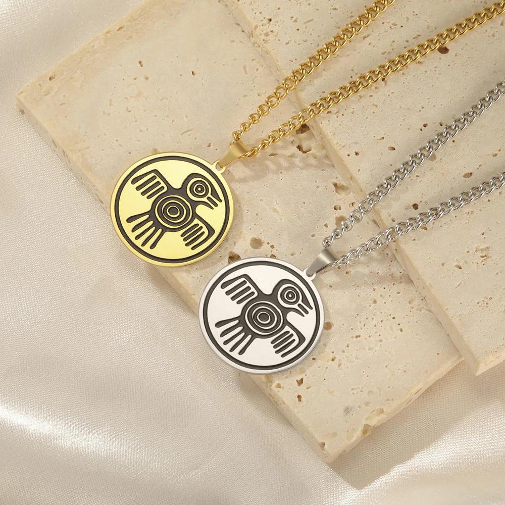 Dawapara aztekischen Geist Vogel Symbol Halskette Maya Kultur Kraft Stärke und Mut Amulett Anhänger Edelstahl Schmuck – Detail 8