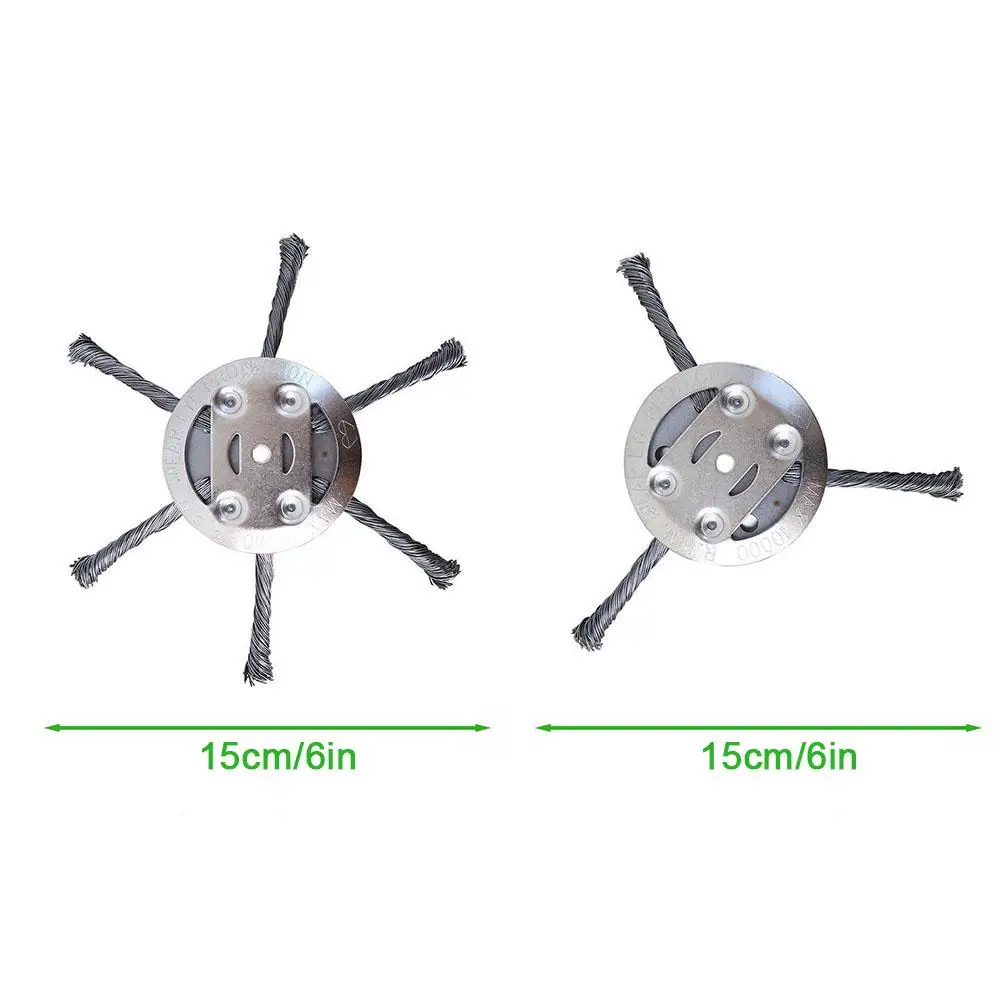 6 นิ้วลวดเหล็กหัวล้อTrimmer Head UniversalวัชพืชแปรงFitตรงเครื่องตัดหญ้ากําจัดMossสนิม 3/6 ใบมีด