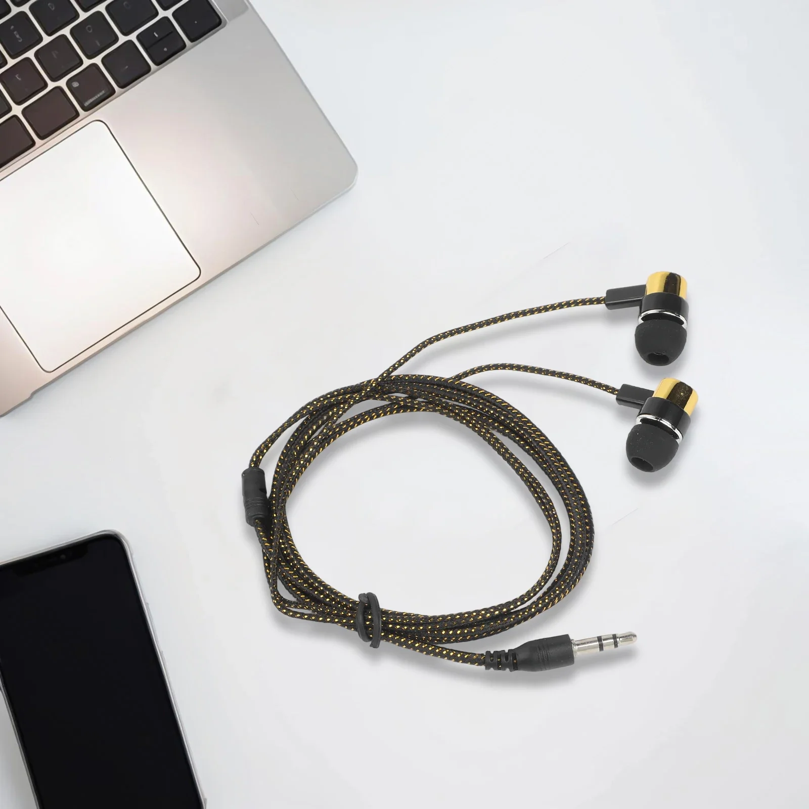 Wired Earphones With-Braided Cable 3.5mm In-Ear Earbuds Compatible For Mobile Headphones MP3 Computer HiFi Stereo Headphone
