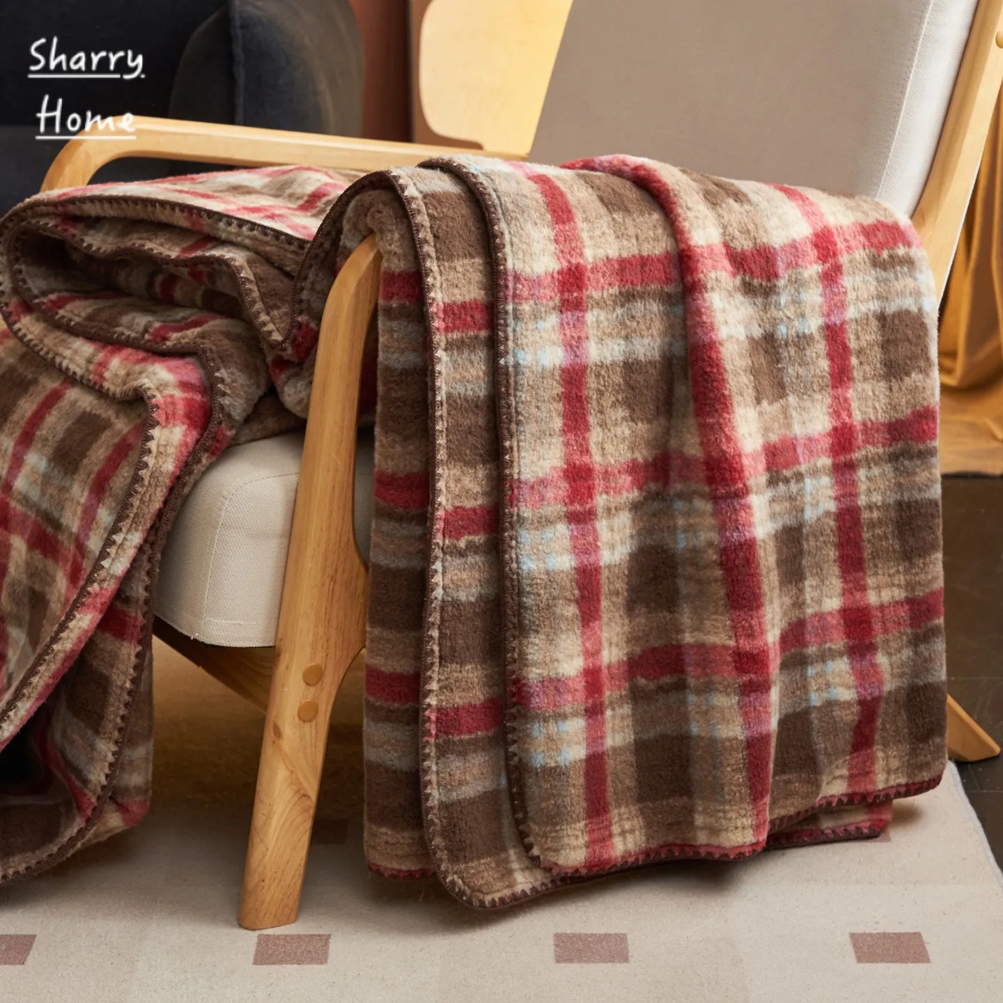 

Плед в стиле ретро-колледжа, красный в клетку, из полиэфирного волокна, для офиса, дивана, теплый, уютный, универсальный, всесезонный