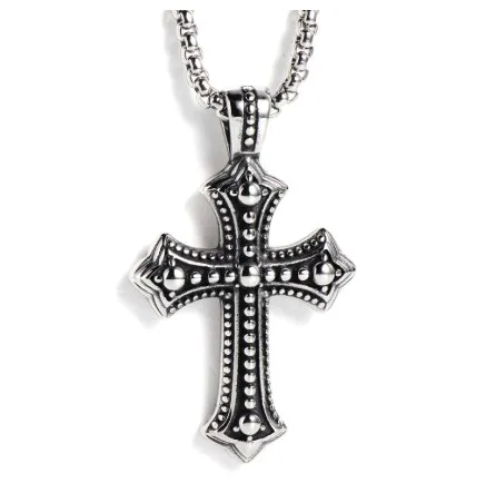 New men's stainless steel cast cross titanium steel pendant necklace punk style rock men