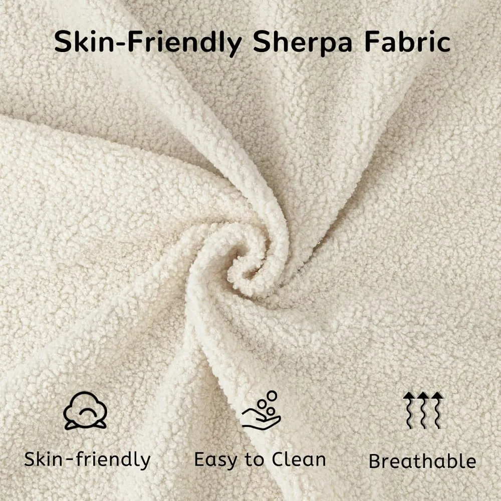 Vanity Chair with Back, Upholstered Accent Chair for Living Room, Makeup Chair for Bedroom Sherpa ArmChairs Home Office Desk Ch