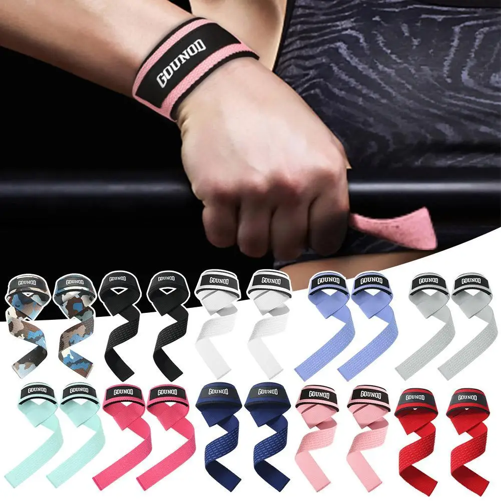 1Pair Weightlifting Straps Anti-Slip Silicone Lifting Wrist Straps Strength Training Deadlifts Crossfit Hand Grips Wrist Support