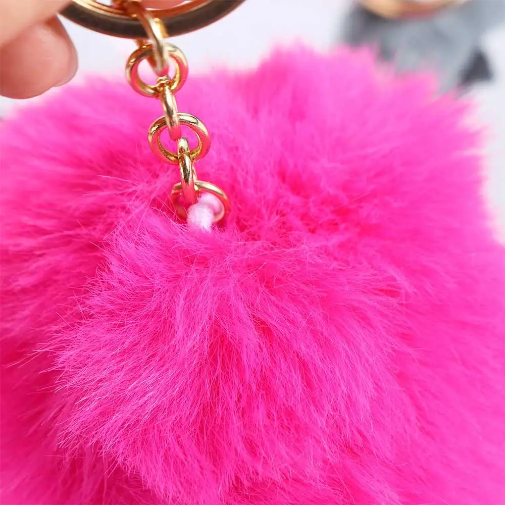 Keyring Ornaments Key Ring Bag Pendant Fluffy Pompom Accessories Fur Ball Keychain Pom Fluffy Key Chains Key Holder Car Keyring