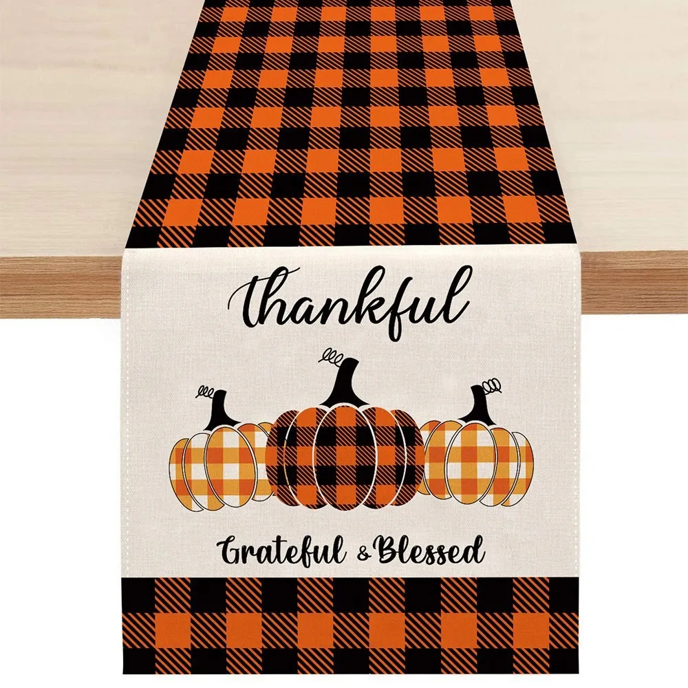 

Buffalo Plaid Pumpkin Gnome Linen Table Runner Table And Kitchen Linens Home Decor Items For Farmhouse Party Fall Thanksgiving
