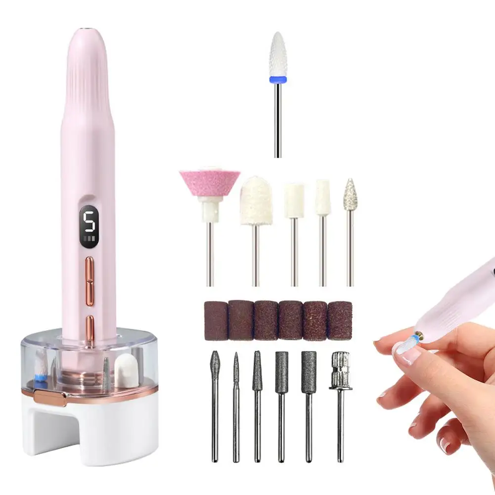1set Professional Material Nail Drill Machine Electric Nail Sander Milling Cutter For Manicure Set Gel Polish Remover Tools