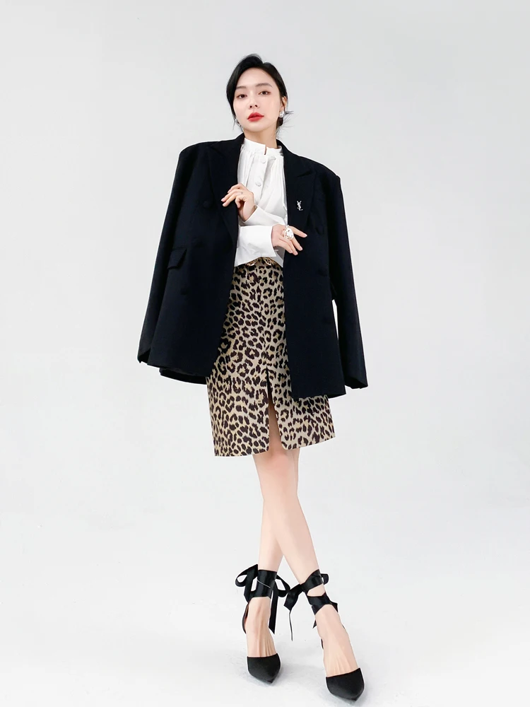 

Aksaya High-End Bla Casual Loose Women's Suit Jaet Ele Lady Sle Spring Autumn New Arrival Faionable Businwoman