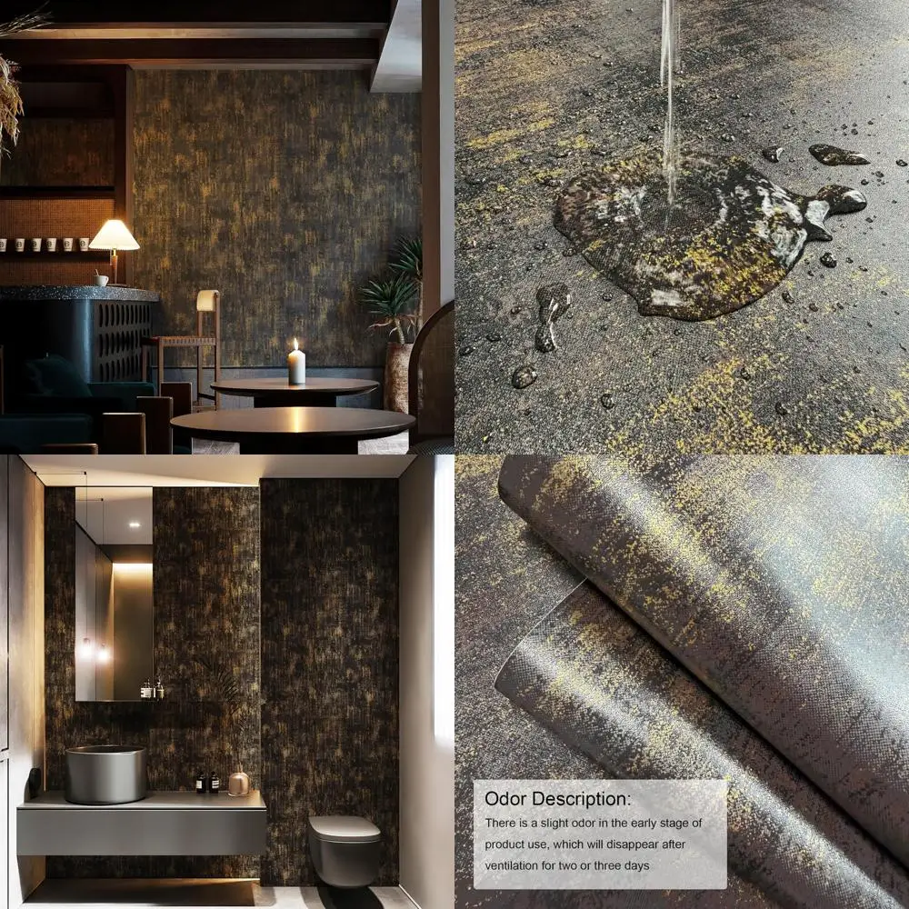 ورق جدران قابل للتقشير واللصق ذاتي اللصق معدني عتيق - غطاء جدار بتصميم خرساني صناعي حديث