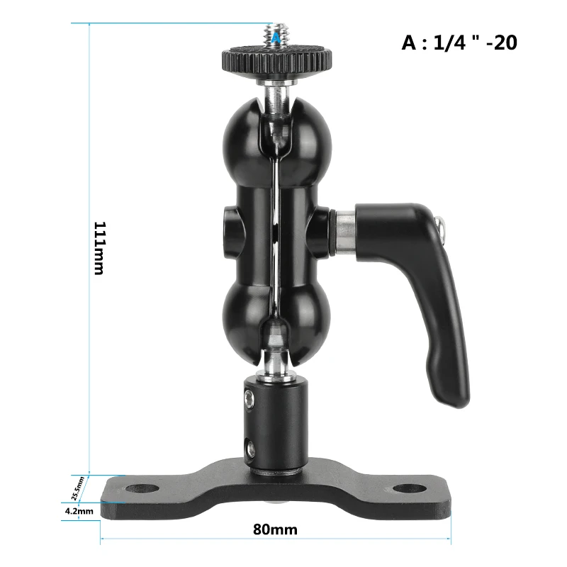 HDRIG uniwersalna głowica kulowa 1/4 "męskie złącze ulepszone pokrętło blokady z płyta montażowa ściennym do ekran aparatu/latarki