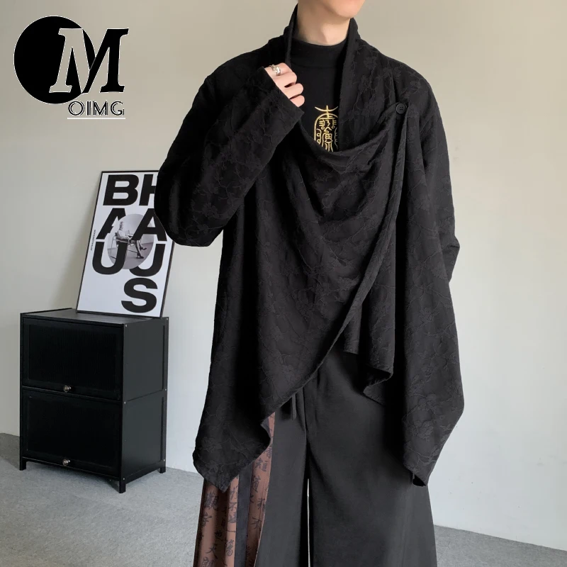 [OIMG] Blazer Spring And Autumn Cloak Yamamoto Style Flower Relief Embroidery Taoist Robe Shirt Irregular Hemp Design Coat