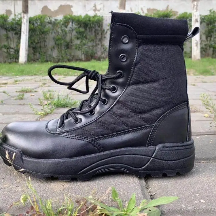 Durable Army Hiking Cheap Black Leather Boots