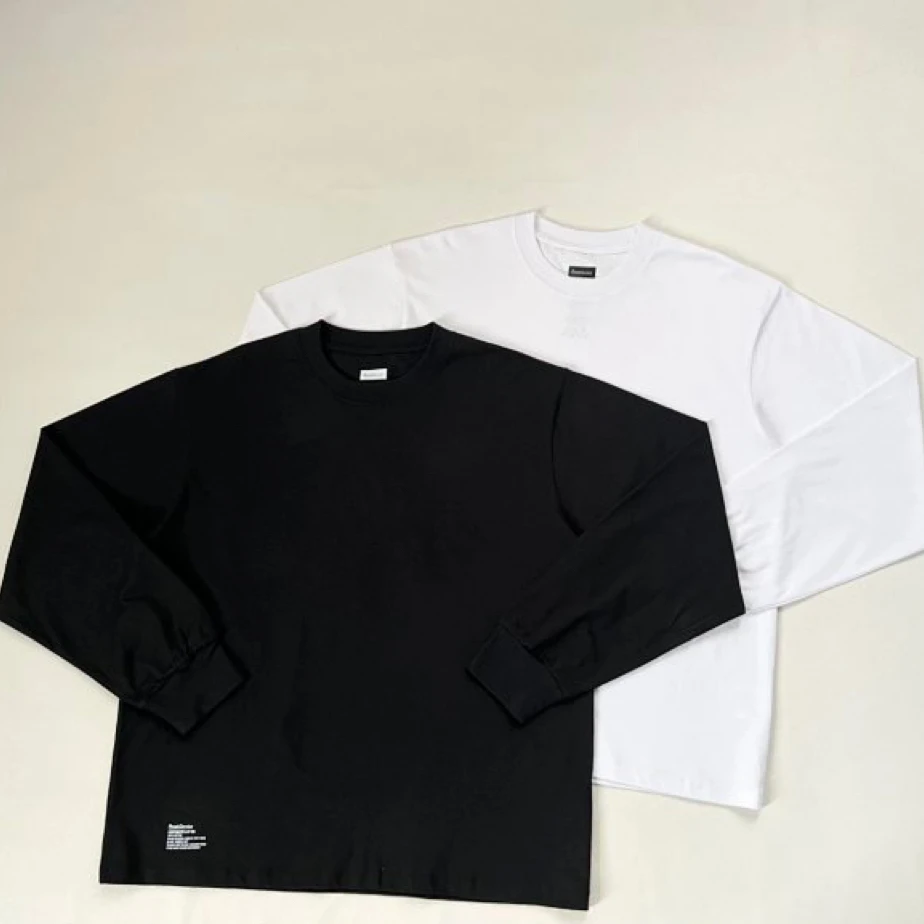 

One bag of two! Japan FreshService Solid Color Simple Basic Crew Neck Long Sleeve T-Shirt