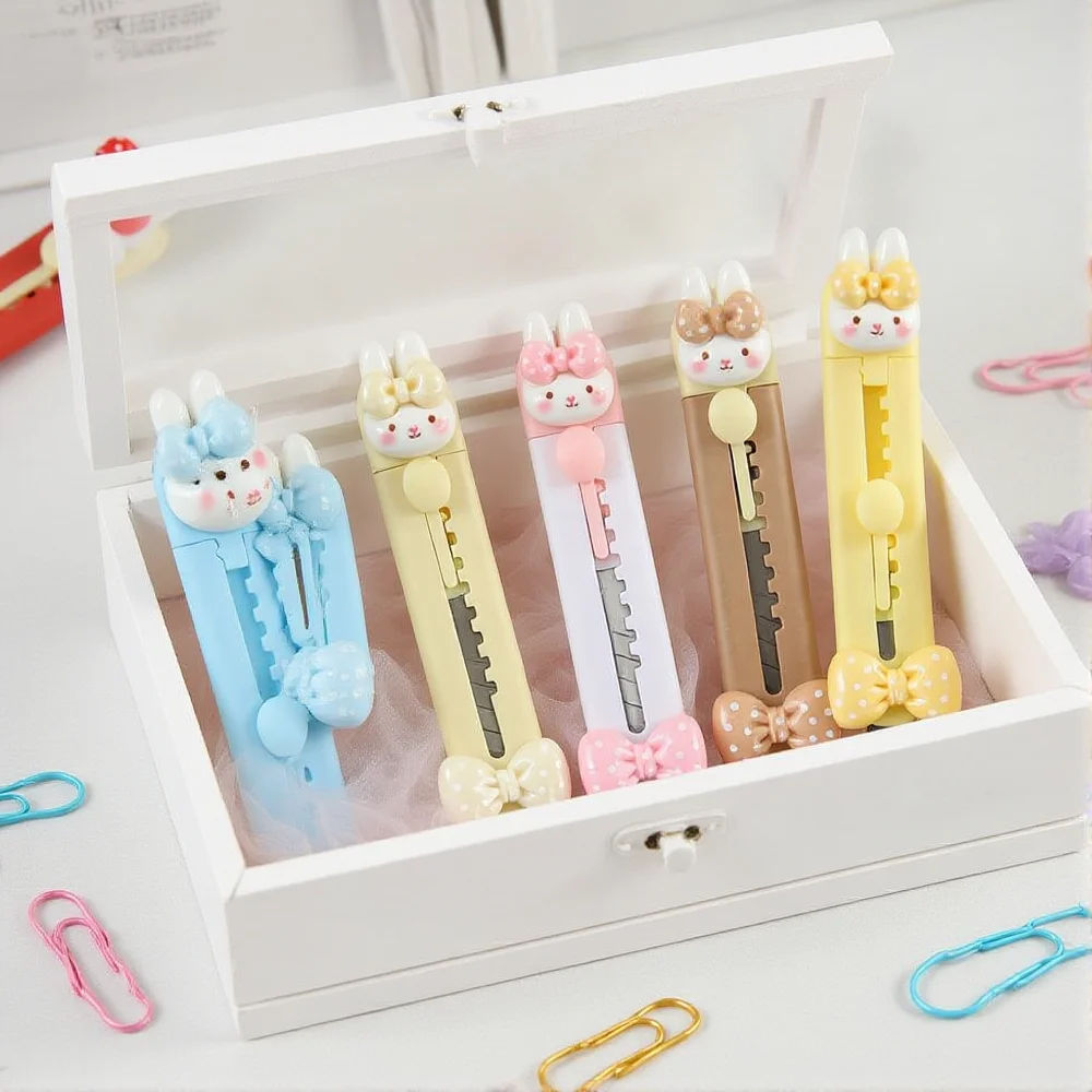 

Креативный мультяшный портативный канцелярский нож Kawaii: милый мини-нож для вскрытия коробок, острый, для резки бумаги, канцтовары