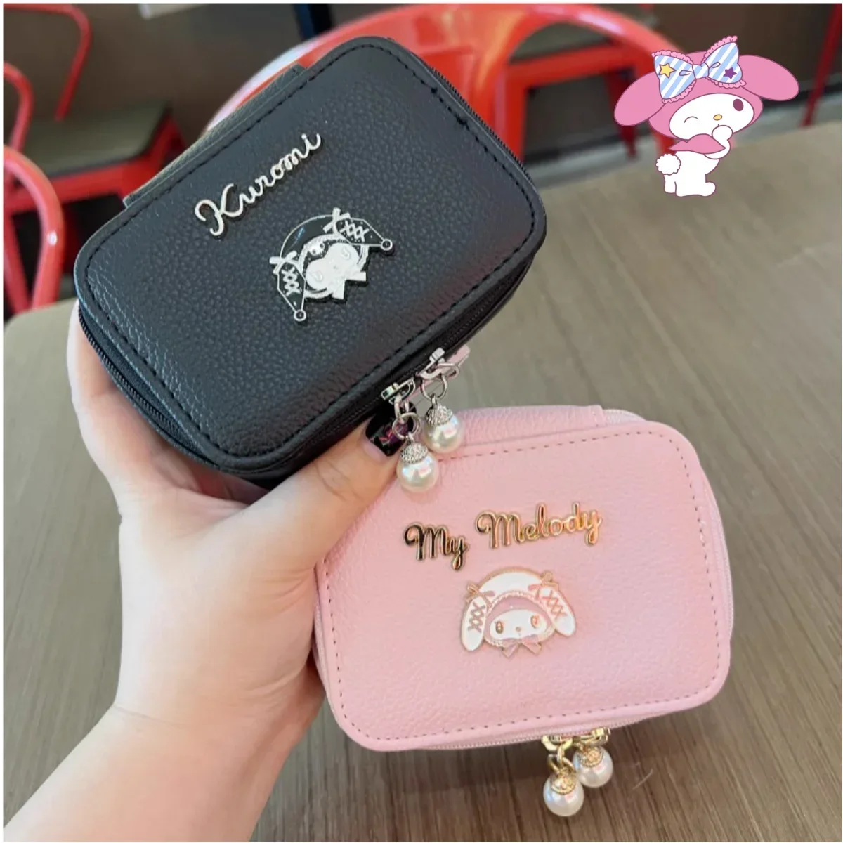 

Японский кошелек Sanrio с героями мультфильмов Куроми, дьявол моя мелодия, дорожная косметичка из искусственной кожи для хранения помады, женский подарок на день рождения, каваи