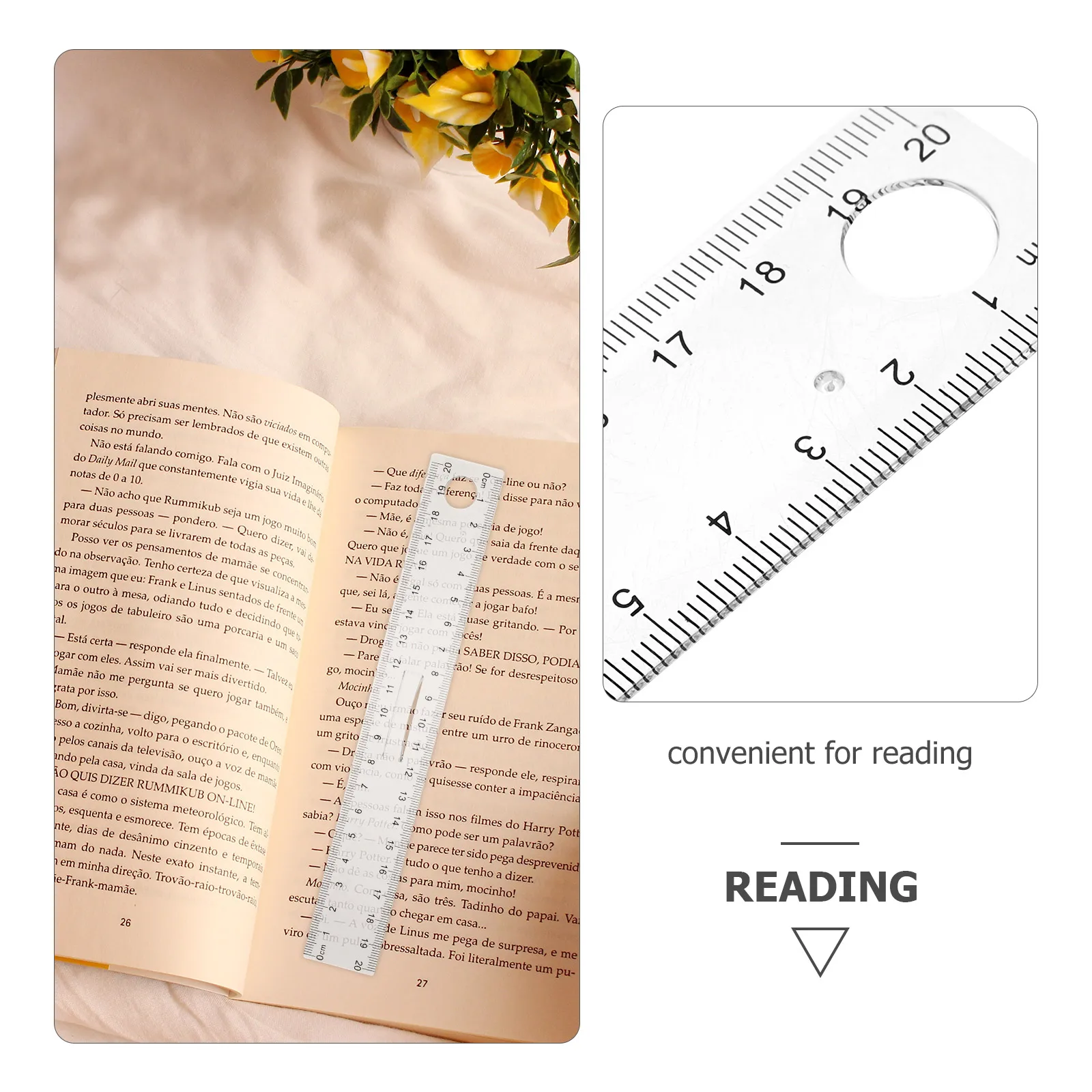 

20pcs Magnifying Ruler 20cm Transparent Plastic Straight Scale Measuring Tool for Office Teaching Drawing Student Stationery