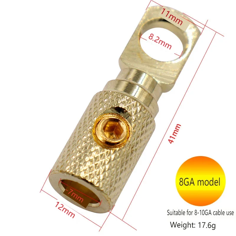 1pc Car Audio Modified Wire Power Supply O-type Terminal Block Pure Copper Gold-plated Connector Car Audio Amp Input Reducer