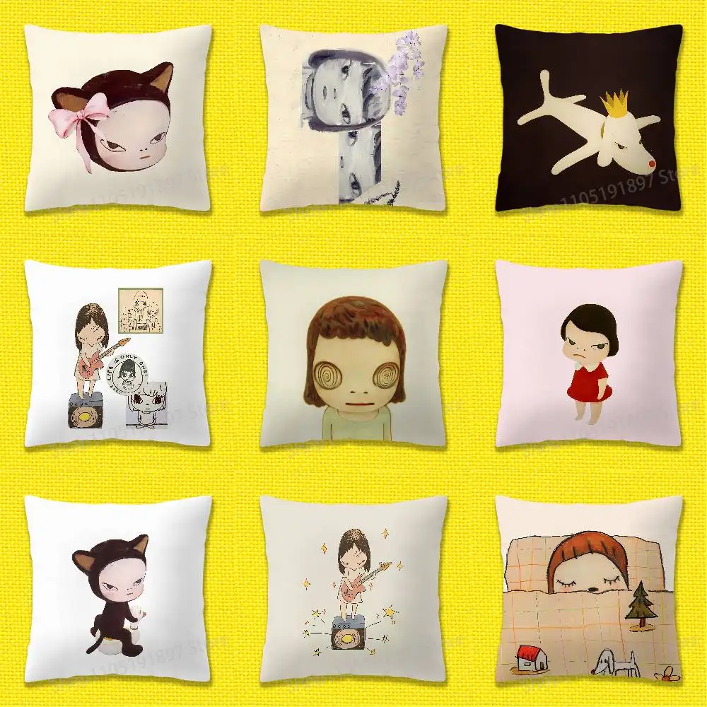 اليابانية فتاة Y-يوشيتومو نارا رمي كيس وسادة ل 50x50 سنتيمتر 30x30 سنتيمتر 55x55 سنتيمتر 45x45 سنتيمتر 40x40 سنتيمتر مربع السرير المخدة غطاء