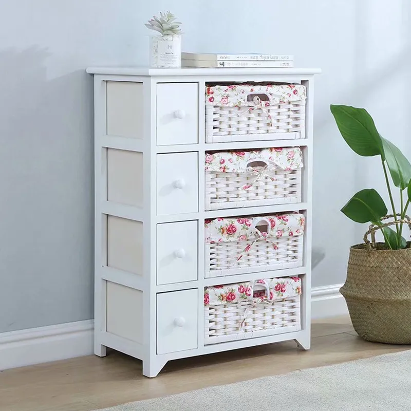 Multi-storey modern pastoral nightstands table solid wood locker mini storage cabinet bedroom simple decorative cabinet