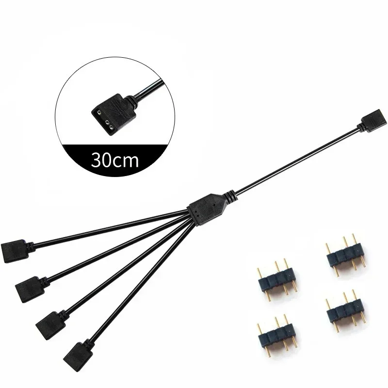 12V 4 - pin Extension Tcable, 5V ARGB 3 - pin Hub for RGB Fusion, Computer Motherboard RGB Split Synchronous Cable