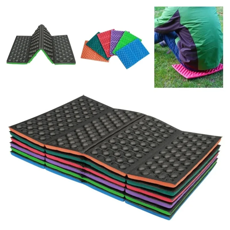 Cojín portátil de cuatro pliegues para exteriores, cojín impermeable y a prueba de humedad, Mini cojín resistente a las manchas para acampar