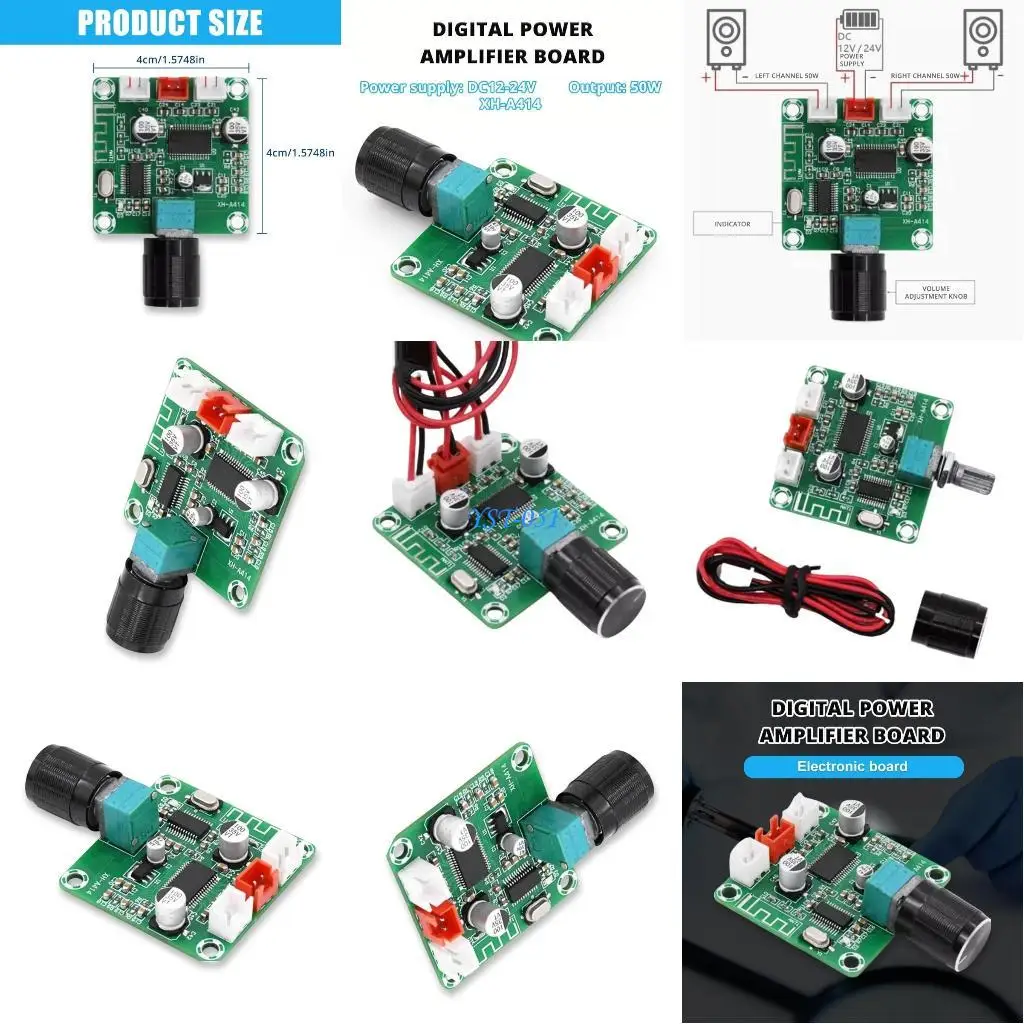 

E15A Wireless Bluetooth-compatible 5.0 Amplifier Board 50W Each Channel 4x4cm for Speakers
