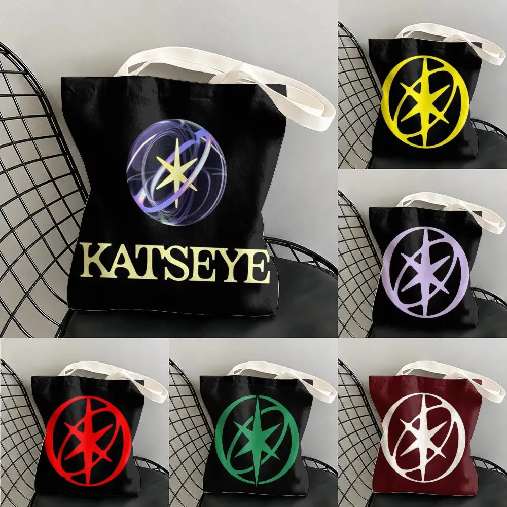 Girl Group K-Katseye Storage Bags Canvas Double-Sided Print Beach Bag Durable Handbag Shoulder Travel Bag Gift