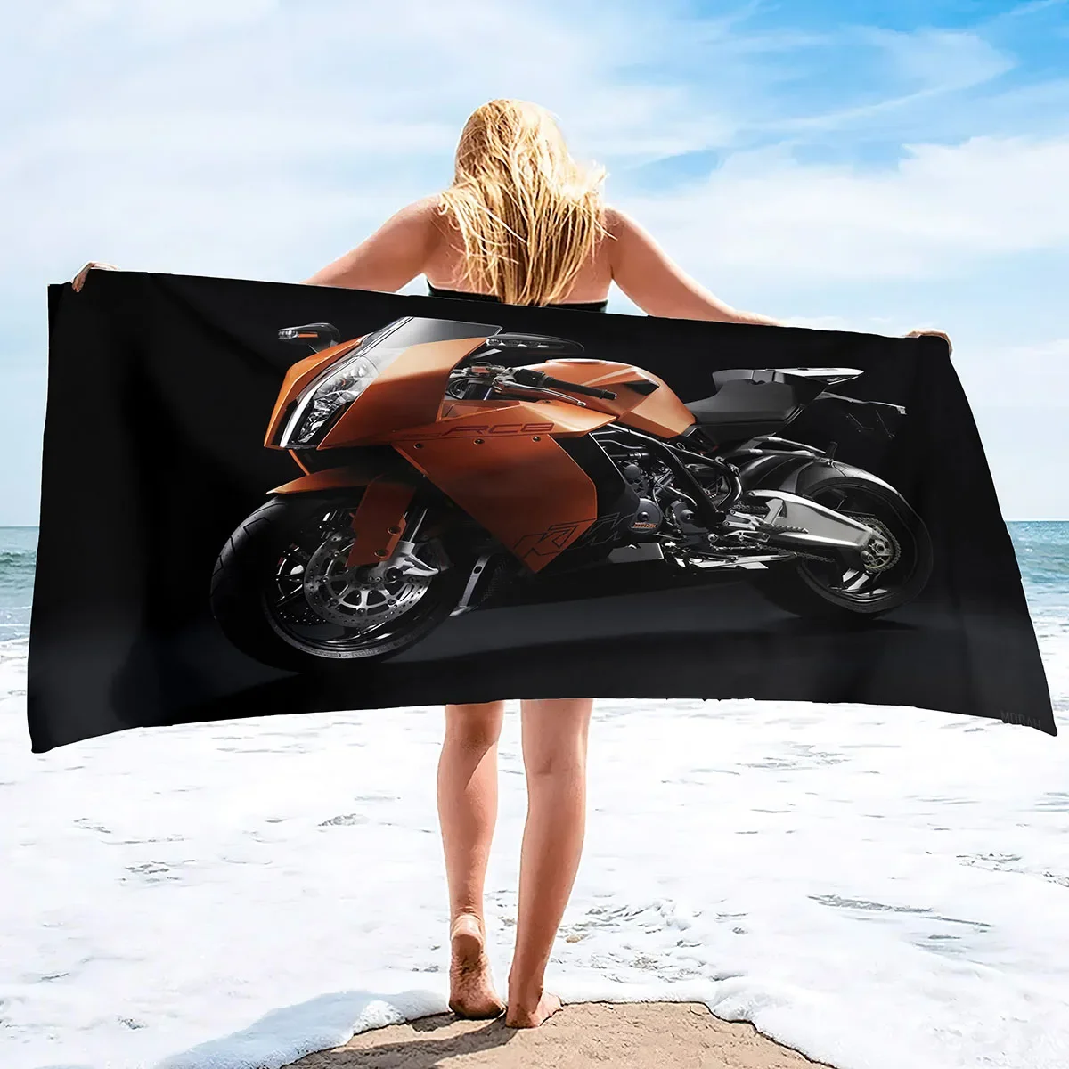 Microfiber Beach Towel, Motorcycle Quick Dry Sand Free Blanket, Lightweight Absorbent Oversized Large Hand Towels