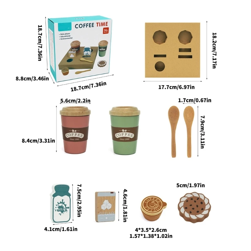 مجموعة القهوة التعليمية الخشبية الممتعة للعب الأدوار للأطفال 15UB